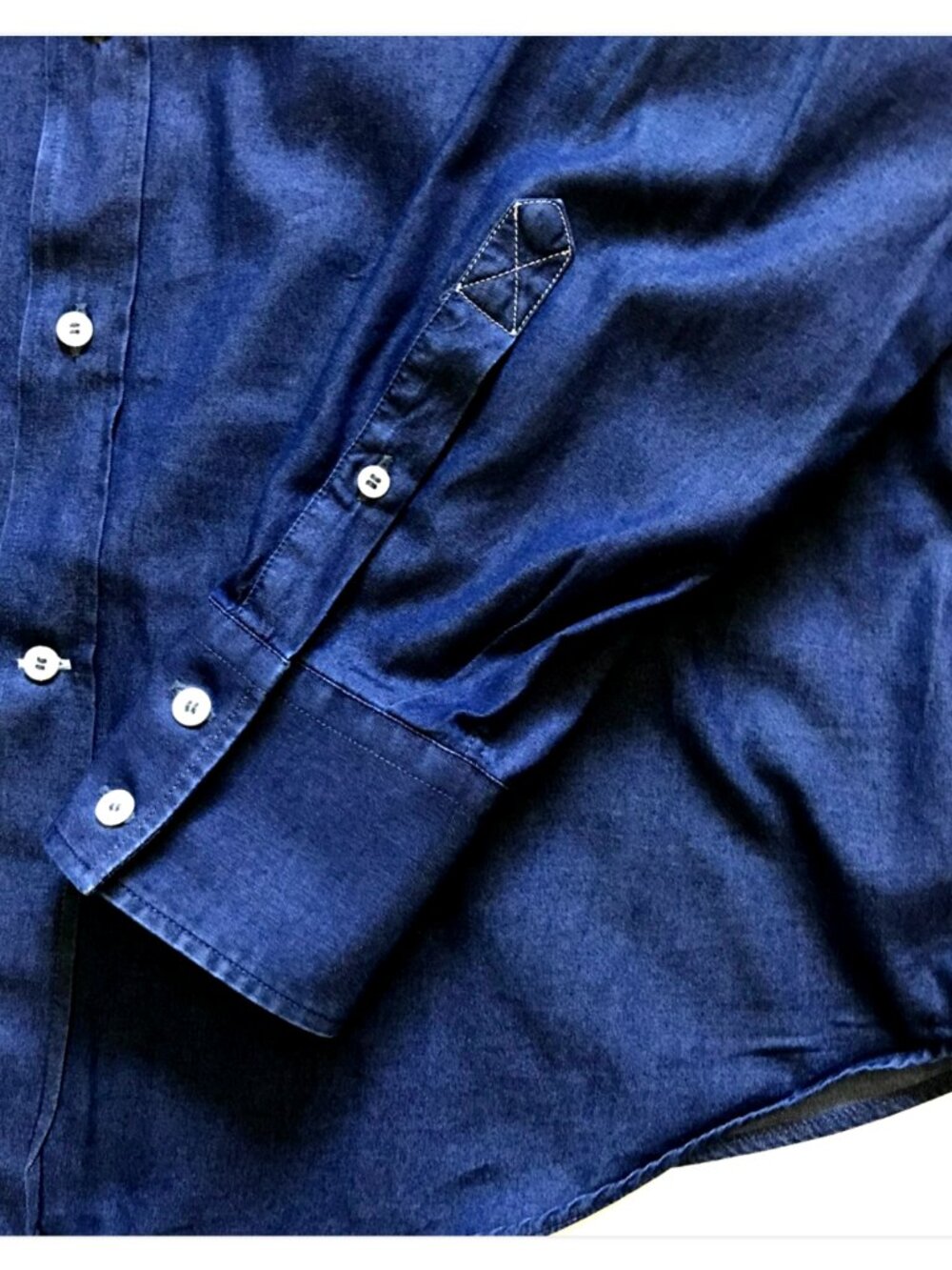 Brunello Cucinelli Denim Basic Fit Button Down Shirt Mens Large Navy Blue Cotton - Picture 10 of 11